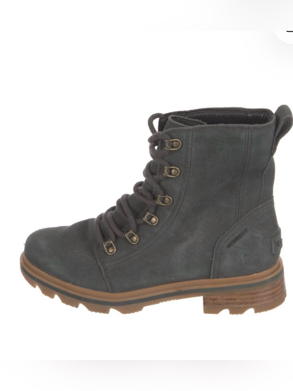 EUC Sorel Women's Lennox Waterproof Lace-Up Ankle Boot in Dark Gray Suede 7.5